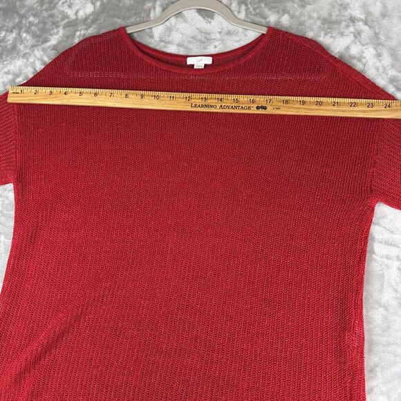 J.Jill Open‎ Knit Tunic Women’s PL Red Boat Neck Linen Blend 3/4 Sleeve (1072) - Picture 8 of 10